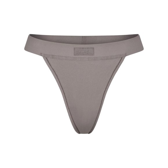 Skims Cotton Rib Thong in Smoke **New with Tags** - Picture 1 of 4